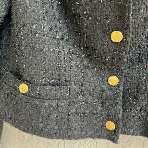 Assignment Bianca cropped tweed jacket blazer black silver XL - Picture 5 of 9